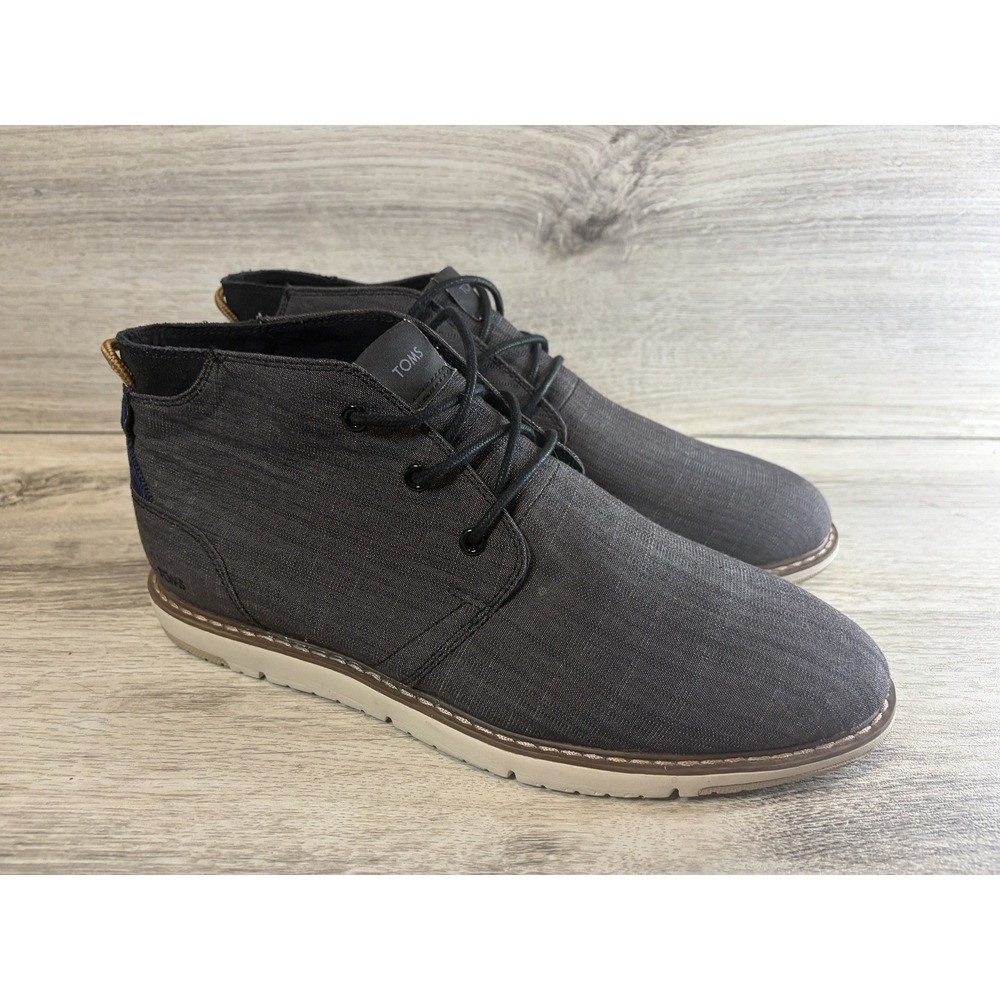 Toms Men's 10.5 M Navi Sport Bottom Chukka Boots Black Crosshatch Denim 10014349